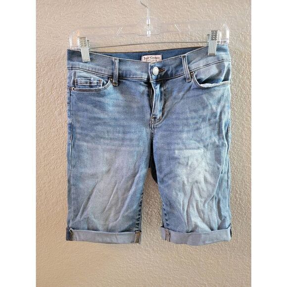 Juicy Couture Women's Denim Folded Hem Long Shorts In Blue Size 4 - Picture 1 of 3